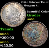 1891-o Rainbow Toned Morgan Dollar $1 Grades Choice AU/BU Slider