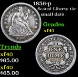 1856-p Seated Liberty Dime 10c Grades xf