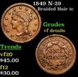 1849 N-29  Braided Hair Large Cent 1c Grades vf details