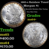 1885-o Rainbow Toned Morgan Dollar $1 Grades Choice+ Unc