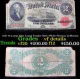 1917 $2 Large Size Legal Tender Note FR-60 Thomas Jefferson Grades vf details