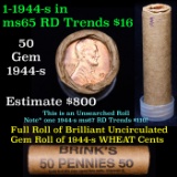 Uncirculated 1c orig shotgun roll, 1944-s  In Old Brinks wrapper  Grades