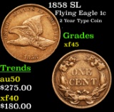 1858 SL Flying Eagle Cent 1c Grades xf+