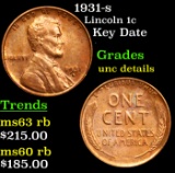 1931-s Lincoln Cent 1c Grades Unc Details