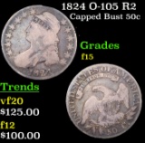 1824 O-105 R2 Capped Bust Half Dollar 50c Grades f+