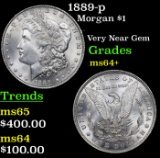 1889-p Morgan Dollar $1 Grades Choice+ Unc