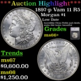 ***Auction Highlight*** 1897-p Vam 11 R5 Morgan Dollar $1 Graded ms66+ By SEGS (fc)