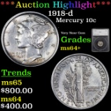 ***Auction Highlight*** 1918-d Mercury Dime 10c Graded ms64+ By SEGS (fc)