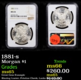 NGC 1881-s Morgan Dollar $1 Graded ms65 By NGC