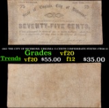 1862 THE CITY OF RICHMOND, VIRGINIA 75 CENTS CONFEDERATE STATES #TR06-15 Grades vf, very fine