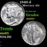 1940-d Mercury Dime 10c Grades Choice+ Unc