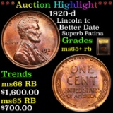 ***Auction Highlight*** 1920-d Lincoln Cent 1c Graded Gem+ Unc RB By USCG (fc)