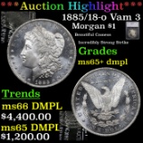 ***Auction Highlight*** 1885/18-o Vam 3 Morgan Dollar $1 Graded ms65+ dmpl By SEGS (fc)