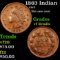 1863 Indian Civil War Token 1c Grades vf details