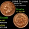 1864 Bronze Indian Cent 1c Grades AU Details