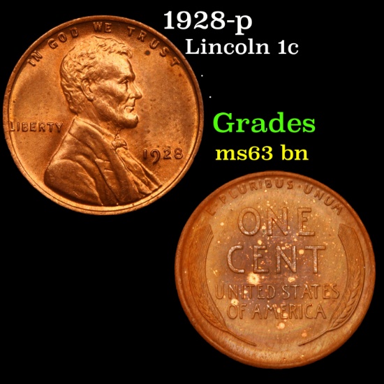 1928-p Lincoln Cent 1c Grades Select Unc BN