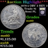 ***Auction Highlight*** 1878-s OBV 2 REV 2 Trade Dollar $1 Graded BU By USCG (fc)