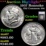 ***Auction Highlight*** 1937 Roanoke Old Commem Half Dollar 50c Graded ms66+ By SEGS (fc)