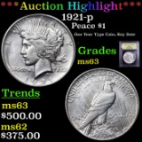 ***Auction Highlight*** 1921-p Peace Dollar $1 Graded Select Unc By USCG (fc)