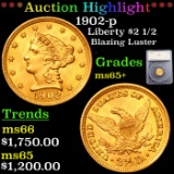 ***Auction Highlight*** 1902-p Gold Liberty Quarter Eagle $2 1/2 Graded ms65+ By SEGS (fc)