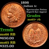 1898 Indian Cent 1c Grades Gem+ Unc RB