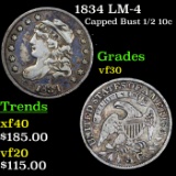 1834 LM-4 Capped Bust Half Dime 1/2 10c Grades vf++