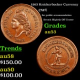 1863 Knickerbocker Currency Civil War Token 1c Grades Select AU