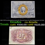 1863 US Fractional Currency 25c Second Issue fr-1283 Washington In Oval Grades CU Details