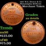 1857 W.A. Drown & Co., Philadelphia M-PA-133 Merchant Token 1c Grades AU Details