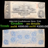 1864 $10 Confederate Note, T-68 Grades Choice AU/BU Slider