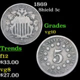 1869 Shield Nickel 5c Grades vg+