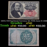 1870's US Fractional Currency 25c Fifth Issue fr-1308 Grades xf