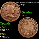 1863 wilsons medal Washington Civil War Token 1c Grades vf++