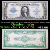 1923 $1 large size Blue Seal Silver Certificate, Signatures of Woods & White Grades vf, very fine