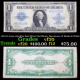 1923 $1 large size Blue Seal Silver Certificate, Signatures of Woods & White Grades vf, very fine