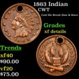 1863 Indian Civil War Token 1c Grades xf details