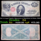 1917 $1 Legal Tender, Signatures of Speelman & White, FR39 Grades f, fine