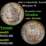 1897-s Colorfully Toned Morgan Dollar $1 Grades Unc Details