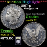 ***Auction Highlight*** 1897-p Morgan Dollar $1 Graded GEM Unc PL By USCG (fc)