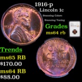 NGC 1916-p Lincoln Cent 1c Graded ms64 rb By NGC