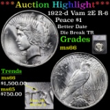 ***Auction Highlight*** 1922-d Vam 2E R-6 Peace Dollar $1 Graded ms66 By SEGS (fc)