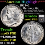 ***Auction Highlight*** 1917-d Mercury Dime 10c Graded ms65 FSB By SEGS (fc)