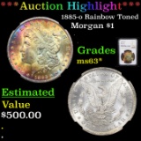 ***Auction Highlight*** NGC 1885-o Rainbow Toned Morgan Dollar $1 Graded ms63* By NGC (fc)