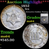 ***Auction Highlight*** 1852 Three Cent Silver 3cs Graded ms64 By SEGS (fc)