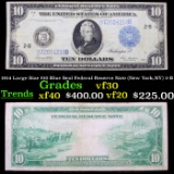1914 Large Size $10 Blue Seal Federal Reserve Note (New York,NY) 2-B Grades vf++