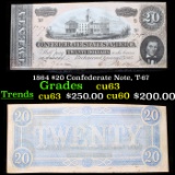 1864 $20 Confederate Note, T-67 Grades Select CU