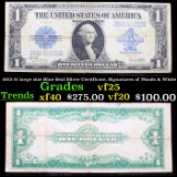 1923 $1 large size Blue Seal Silver Certificate, Signatures of Woods & White Grades vf+