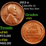 1911-s Lincoln Cent 1c Grades vf+