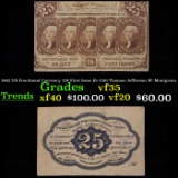 1862 US Fractional Currency 25¢ First Issue Fr-1281 Thomas Jefferson W/ Monigram Grades vf++