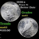 1926-s Peace Dollar $1 Grades Select Unc